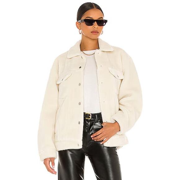 Anine Bing Jackets & Blazers - Anine Bing Cream Sherpa Rory Snap Front Jacket S